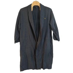 Polo Ralph Lauren Mens Blue Green Plaid Cotton Robe L/XL Windowpane Loungewaer